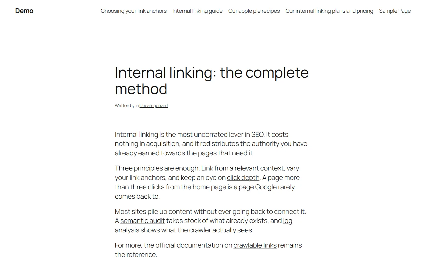 Autolinker admin screen: Published post